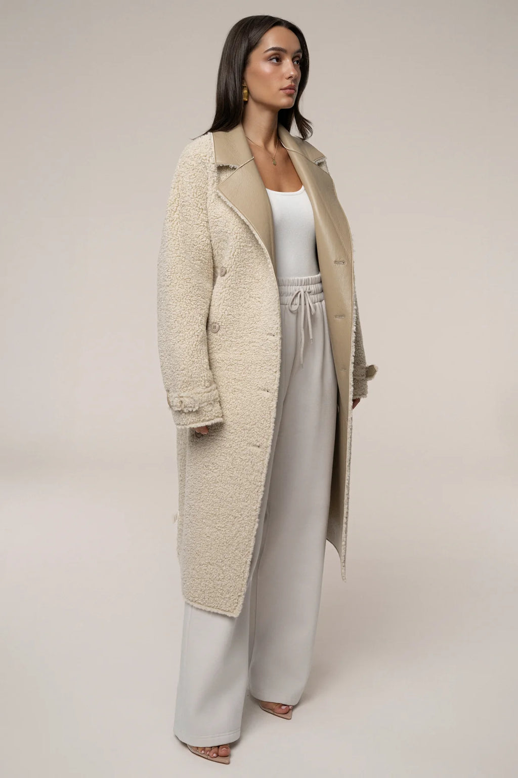 Latte Luxe Sherpa Trench Coat
